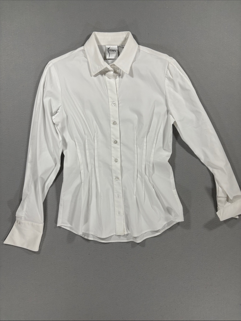 Finley White Princess Seam Button-Down Shirt XS